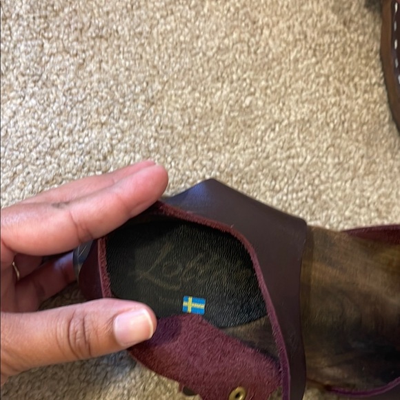 Lotta’s Swedish Clogs Low rise heel Eggplant/wine colored Leather and wood Clogs - Picture 2 of 6